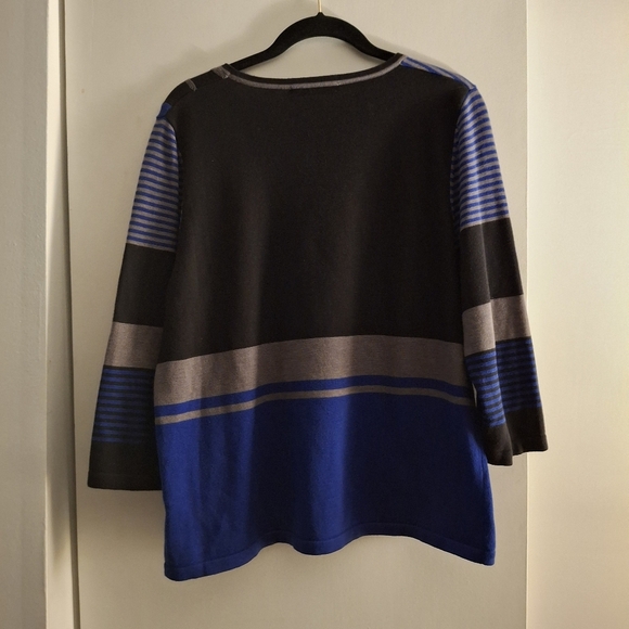 Allison Daley Women's Blue and Black Striped Sweater - Picture 2 of 7